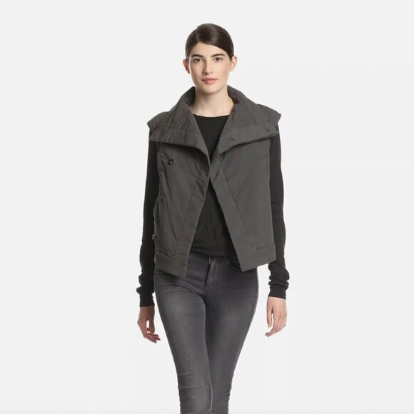 Rick Owens Jackets & Blazers - Rick Owens Charcoal Gray Sleeveless Funnel Neck Vest XS